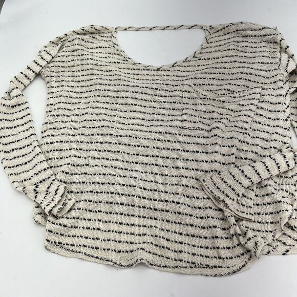 Free People Top Small Oversized Striped Long Sleeve Draped Back Loose Knit Top - Picture 1 of 5